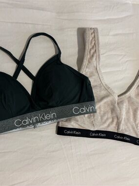 Calvin Klein Dark Green & Cream Bralette Duo